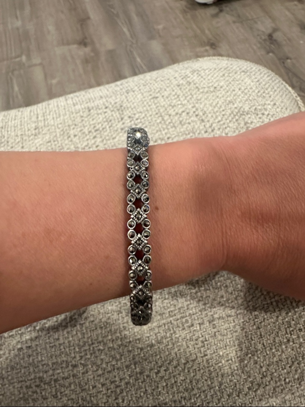 925 Silver Floral Marcasite bangle Bracelet